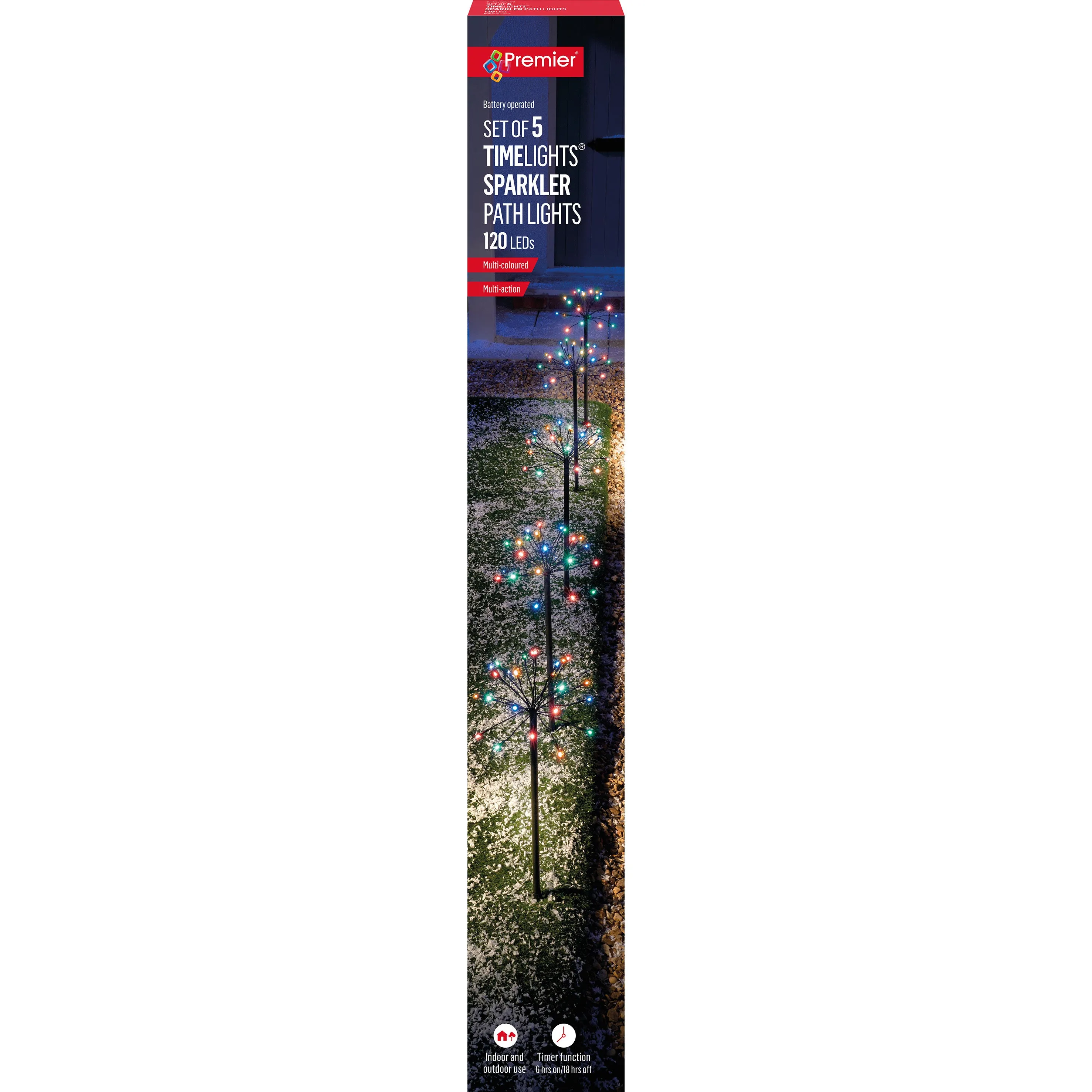 120 Battery Operated Multi Action Sparkler Path Lights with Timer-Multi-Coloured