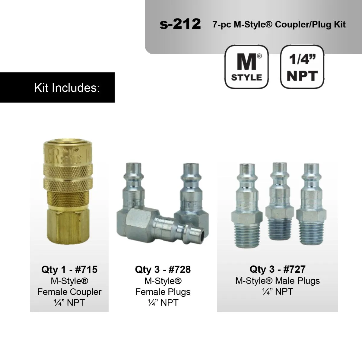 1/4" NPT M-STYLE® Coupler and Plug Kit (7-Piece)