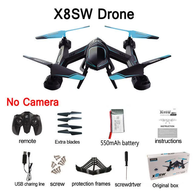2017 New X8SW Wifi Drone RC quadcopter with 720p Wifi FPV HD camera Or 1080P HD Camera Headless Quad copter helicopter