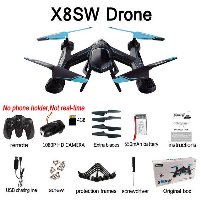 2017 New X8SW Wifi Drone RC quadcopter with 720p Wifi FPV HD camera Or 1080P HD Camera Headless Quad copter helicopter