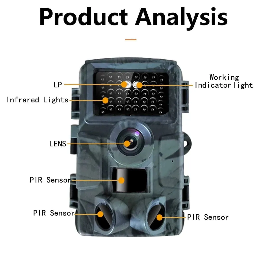4K 30MP Hunting Trail Camera IP66 Waterproof Wild Camera with 120° Wide Angle Night Vision Support Photo Video Motion Activated