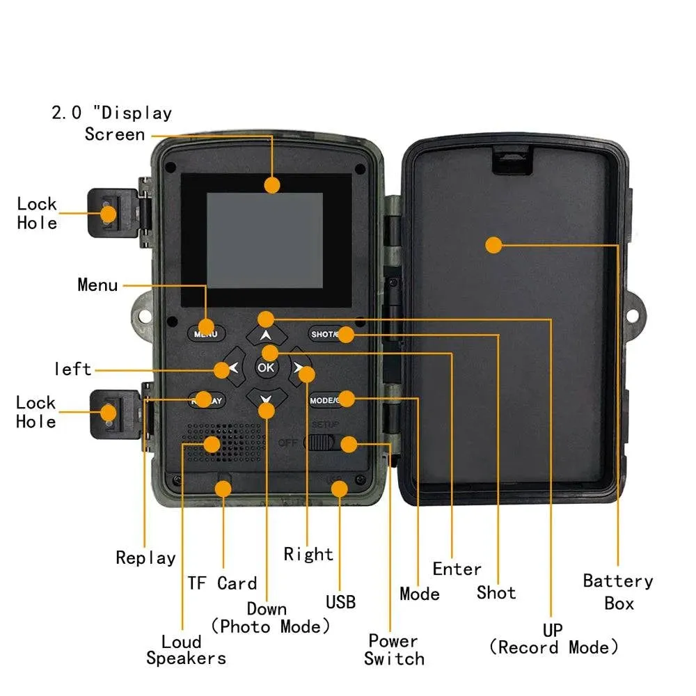 4K 30MP Hunting Trail Camera IP66 Waterproof Wild Camera with 120° Wide Angle Night Vision Support Photo Video Motion Activated