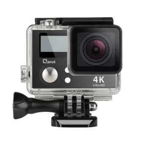 4k Wifi Sports Action Camera with Waterproof Case Double Screen Sensor 170° Wide Angle (Black)