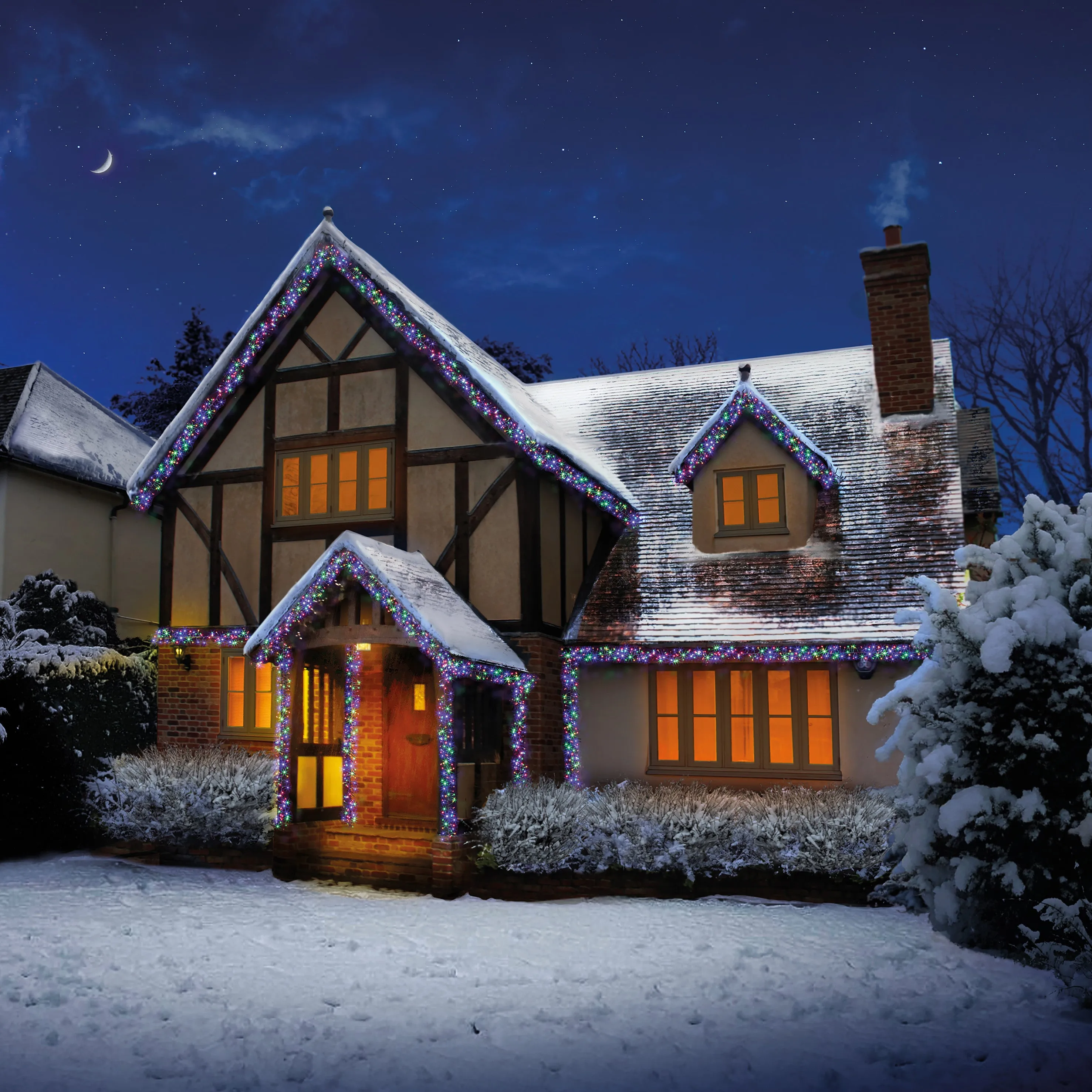 720 Multi Action LED Cluster Christmas Lights with Timer - Multi-Coloured