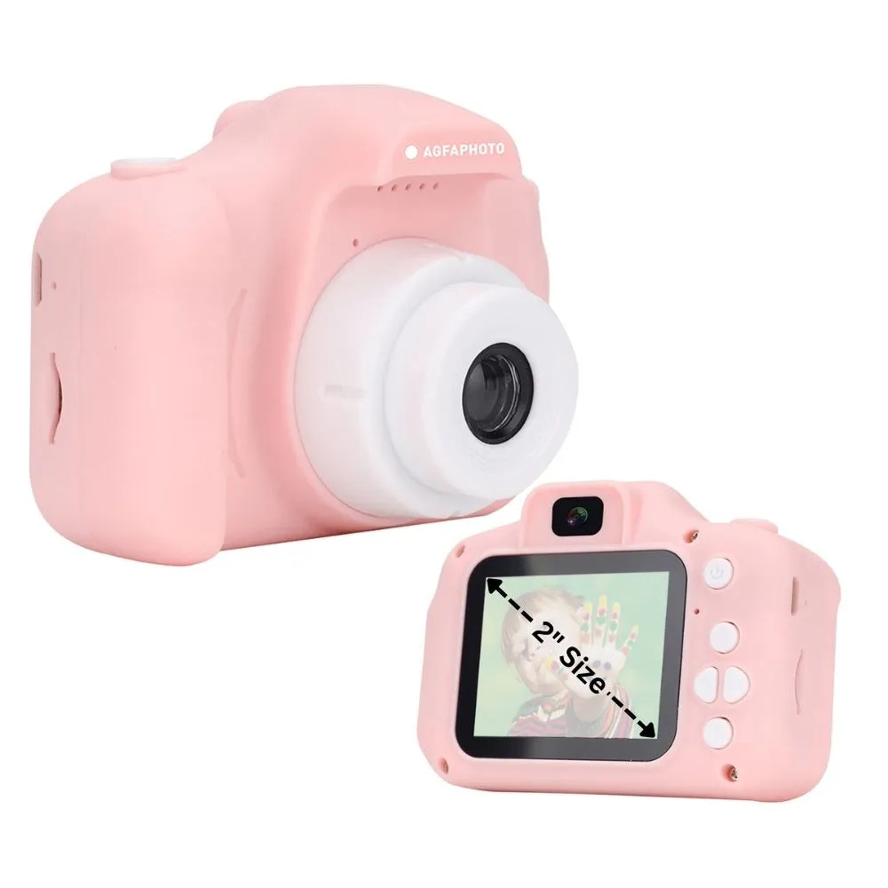 AGFAPHOTO Realikids Cam Mini (ARKCM) 12MP Digital Camera with CMOS Front / Rear Sensor, HD 720p Video Capture, 2" LCD Screen Display and Max 32GB Memory Storage Support for Point and Shoot Photo Video | Blue, Pink