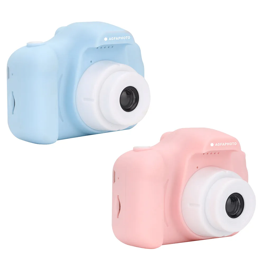 AGFAPHOTO Realikids Cam Mini (ARKCM) 12MP Digital Camera with CMOS Front / Rear Sensor, HD 720p Video Capture, 2" LCD Screen Display and Max 32GB Memory Storage Support for Point and Shoot Photo Video | Blue, Pink