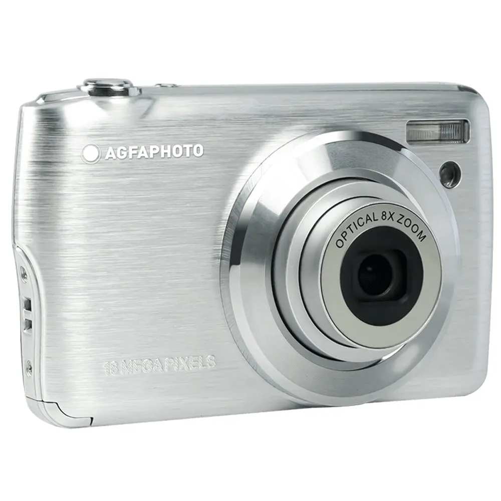 AGFAPHOTO Realishot (DC8200) 18MP Digital Camera with CMOS Sensor, FHD 1080p Video Capture, 8x Optical Zoom, 2.7" TFT Screen Display, Max 32GB Memory Storage Support for Photography Videography | Black, Blue, Pink, Purple, Red, Gray/Silver