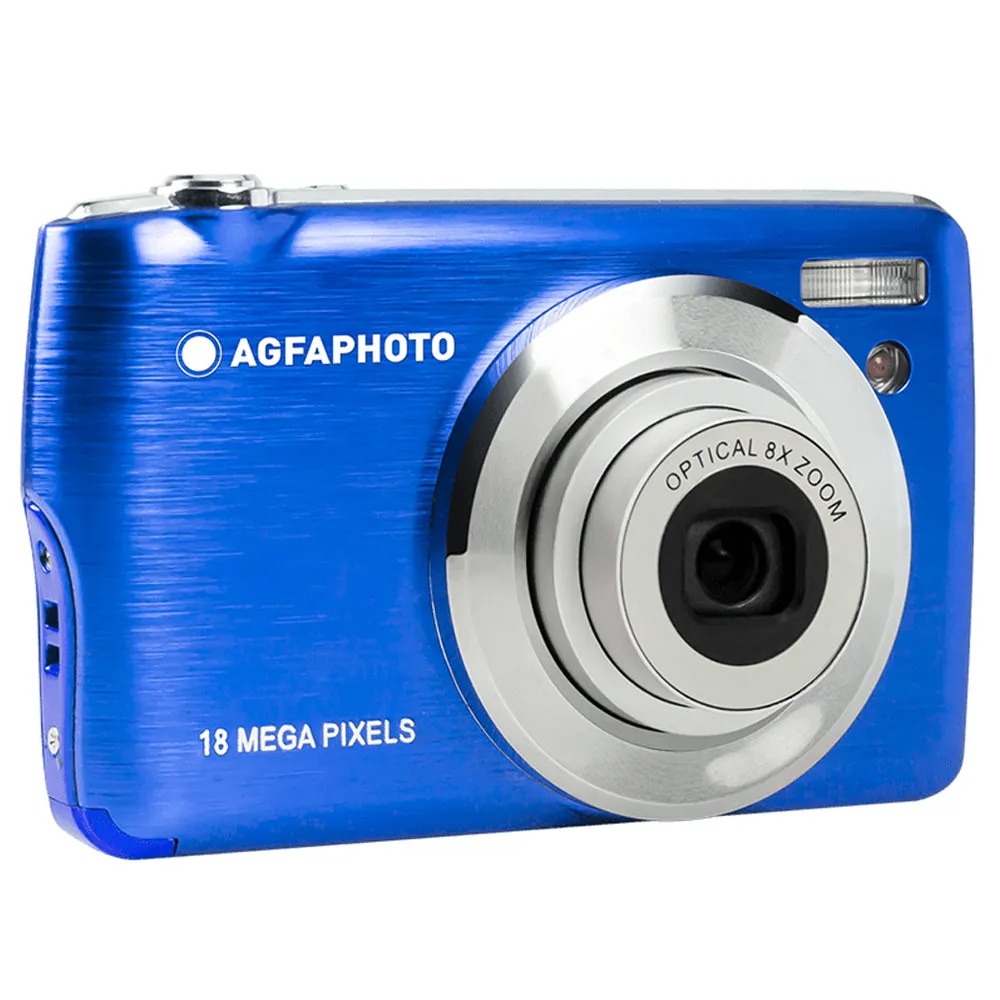 AGFAPHOTO Realishot (DC8200) 18MP Digital Camera with CMOS Sensor, FHD 1080p Video Capture, 8x Optical Zoom, 2.7" TFT Screen Display, Max 32GB Memory Storage Support for Photography Videography | Black, Blue, Pink, Purple, Red, Gray/Silver