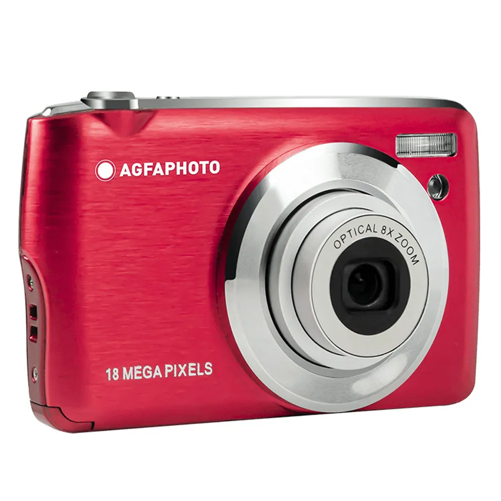 AGFAPHOTO Realishot (DC8200) 18MP Digital Camera with CMOS Sensor, FHD 1080p Video Capture, 8x Optical Zoom, 2.7" TFT Screen Display, Max 32GB Memory Storage Support for Photography Videography | Black, Blue, Pink, Purple, Red, Gray/Silver