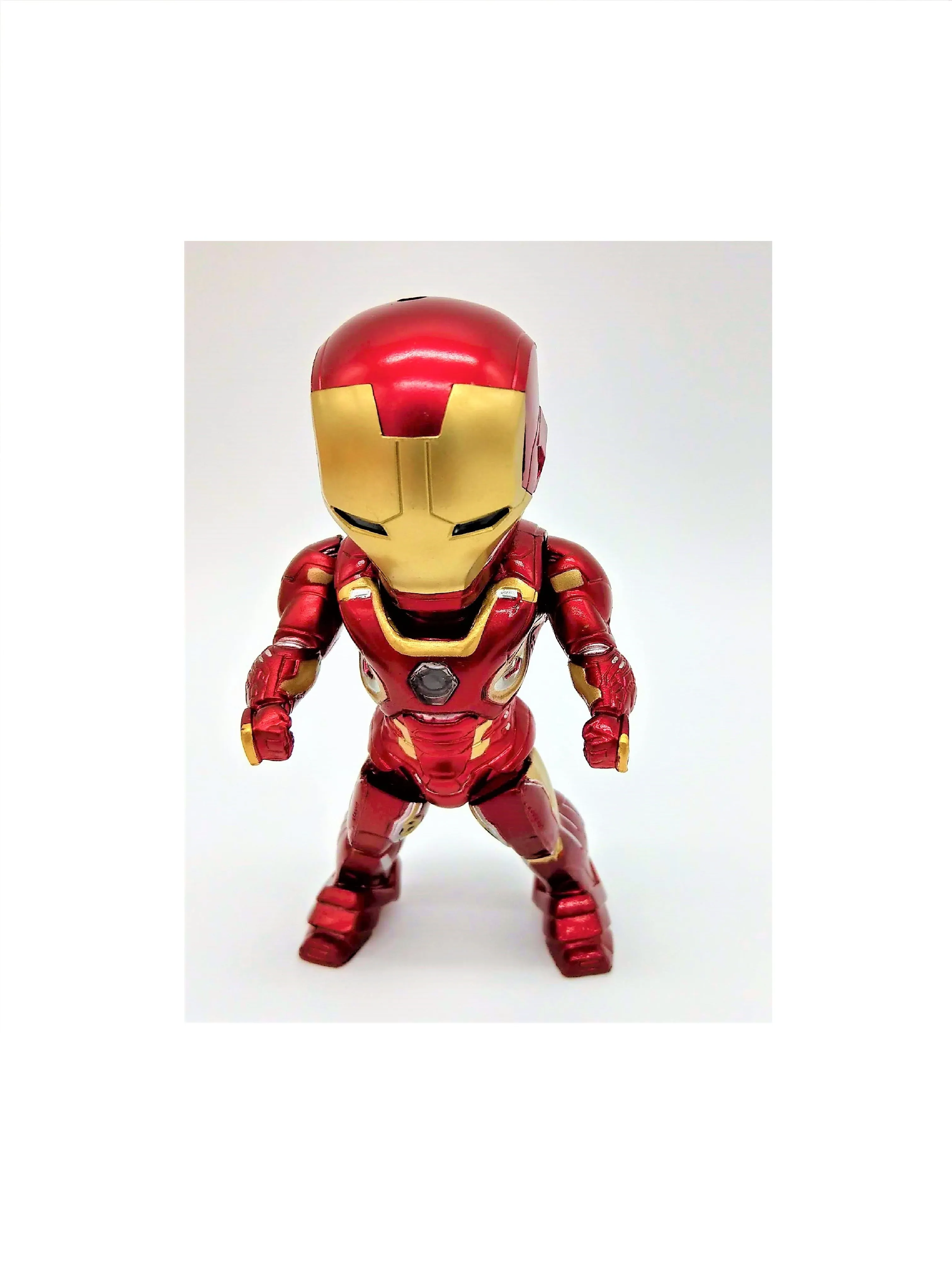 Angry Red Iron Man Figure, Battle Ready with LED Eyes! (Batteries Included)