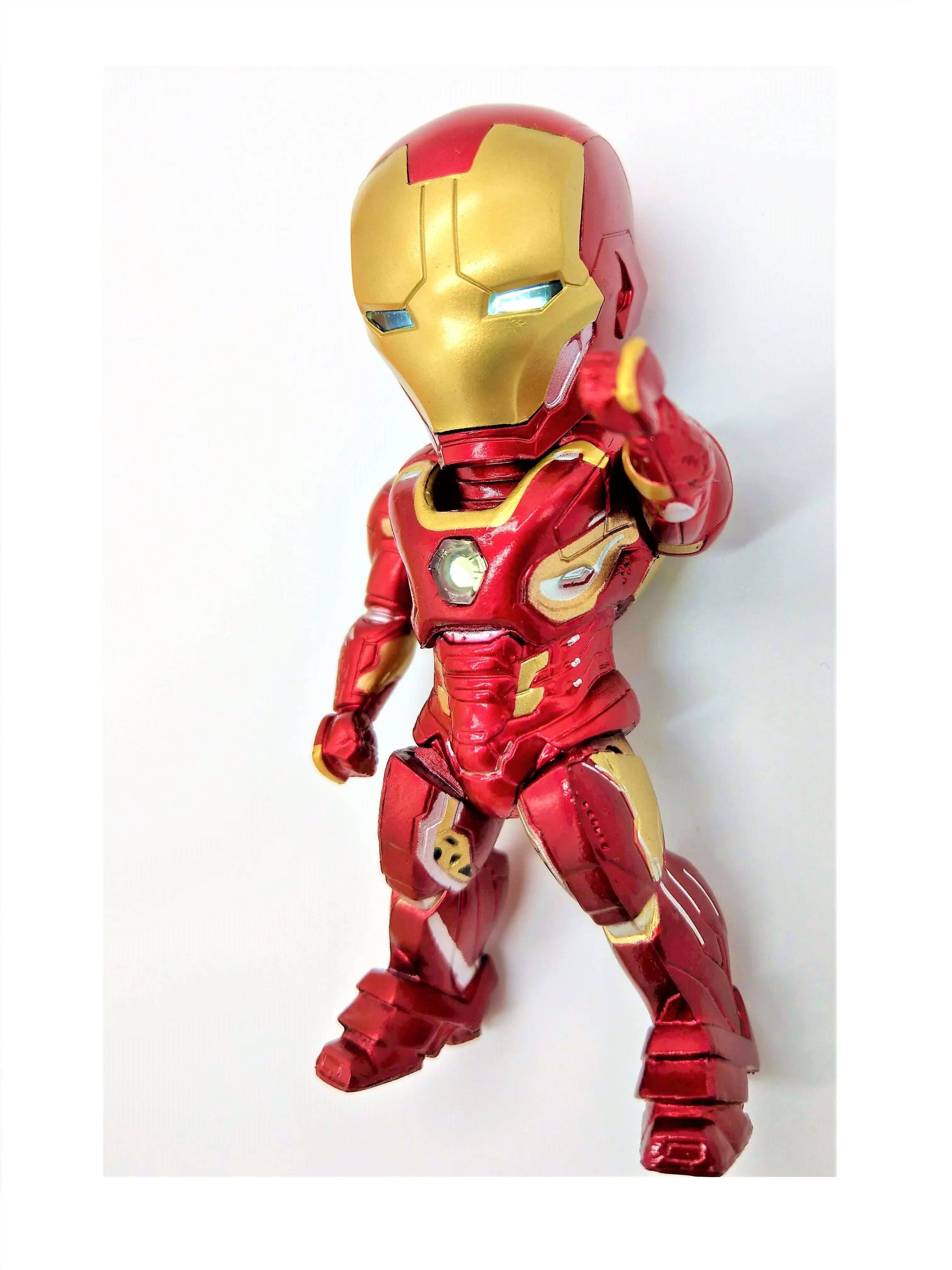 Angry Red Iron Man Figure, Battle Ready with LED Eyes! (Batteries Included)