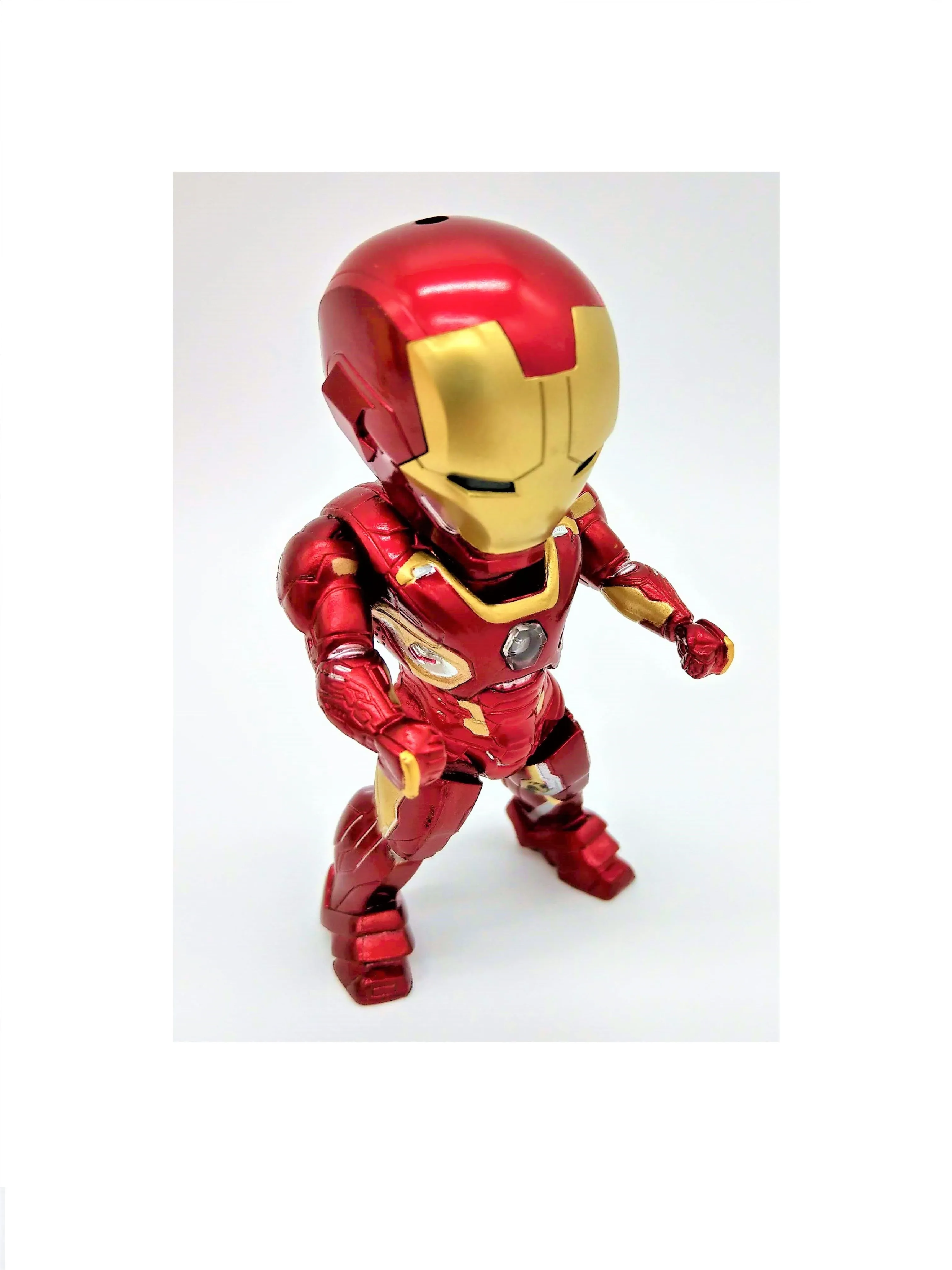 Angry Red Iron Man Figure, Battle Ready with LED Eyes! (Batteries Included)