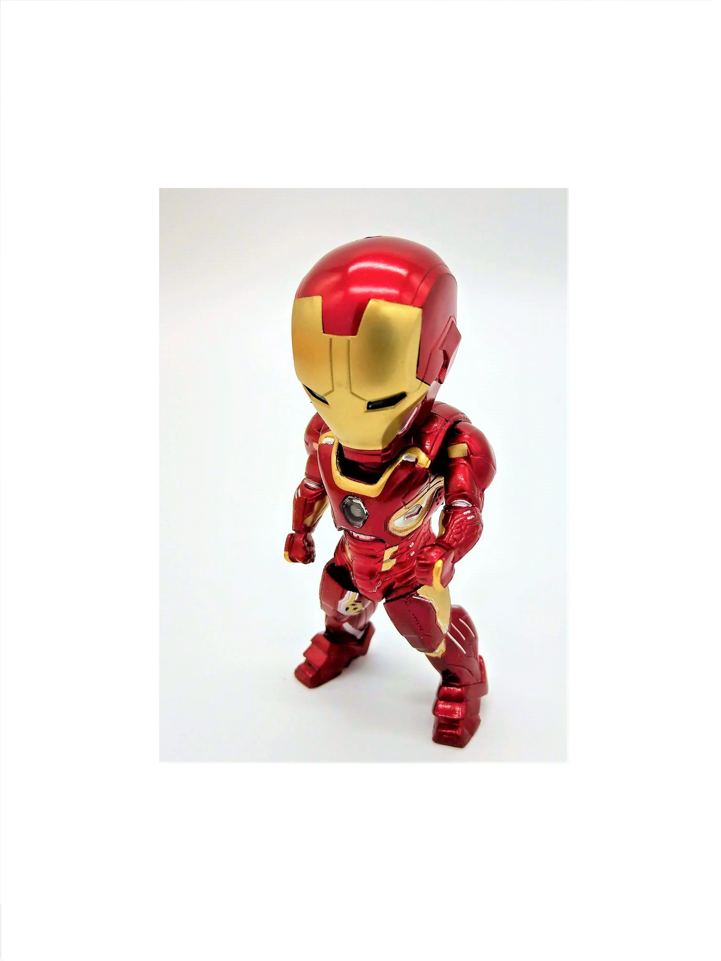 Angry Red Iron Man Figure, Battle Ready with LED Eyes! (Batteries Included)