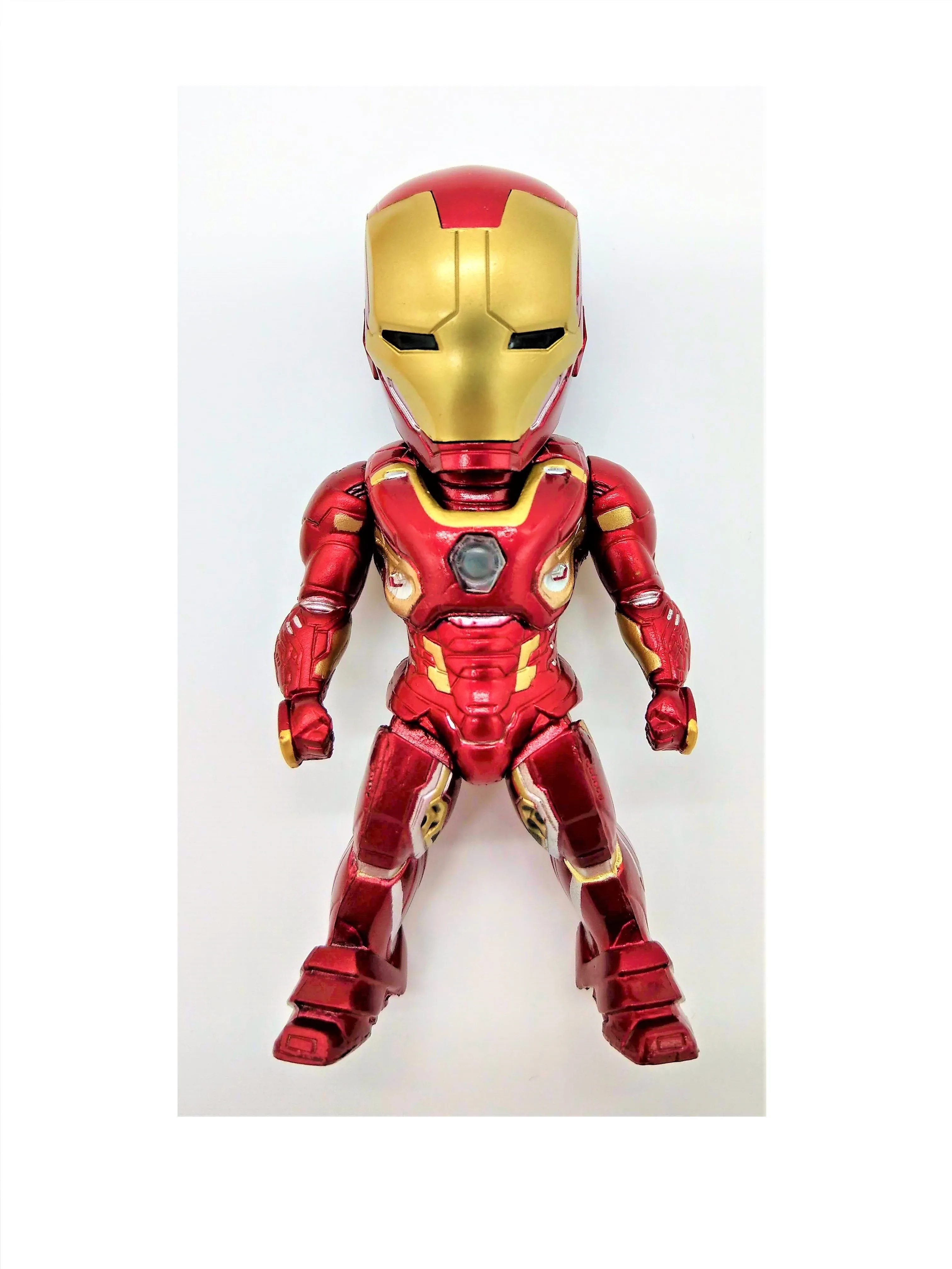 Angry Red Iron Man Figure, Battle Ready with LED Eyes! (Batteries Included)