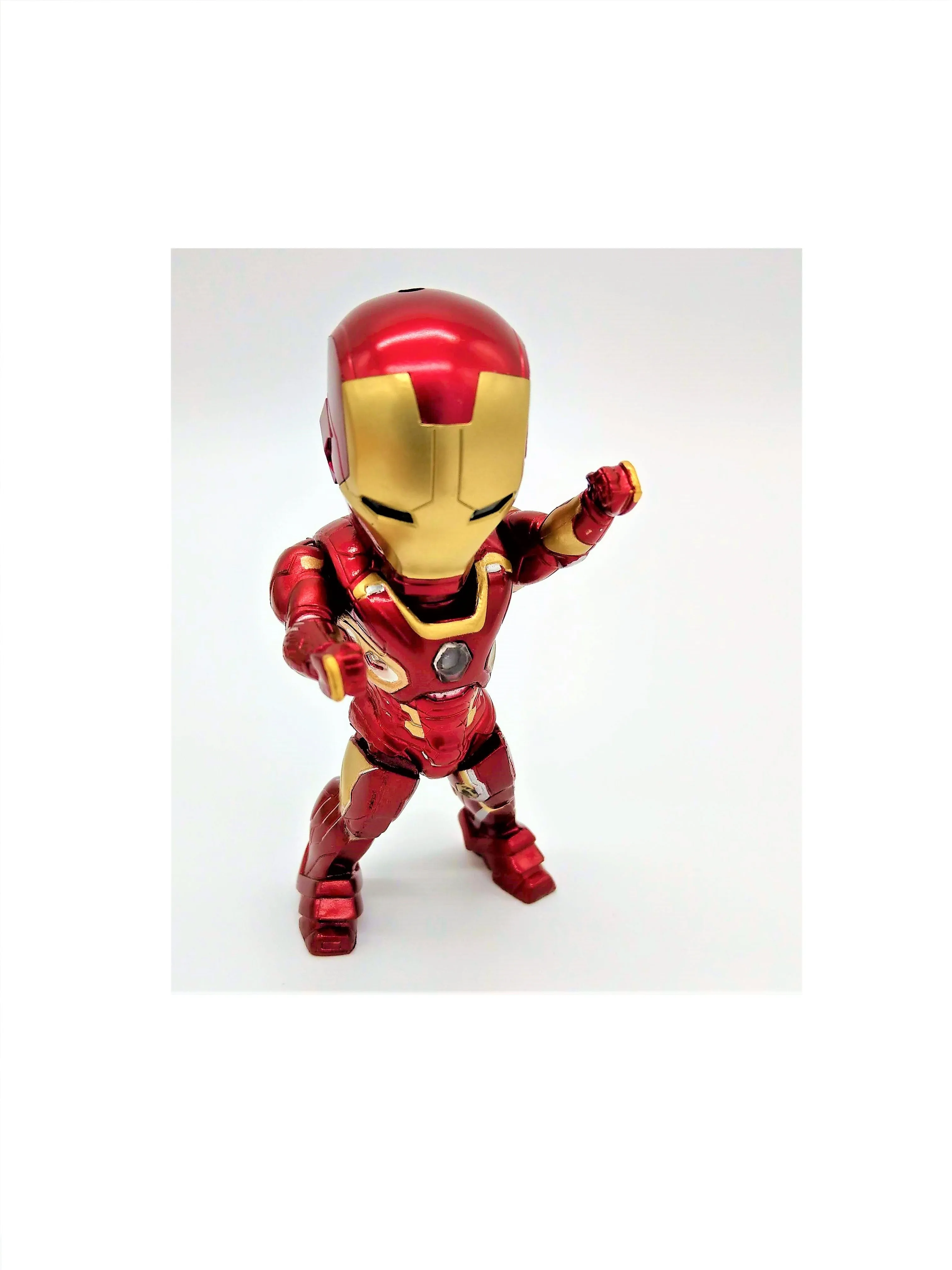 Angry Red Iron Man Figure, Battle Ready with LED Eyes! (Batteries Included)