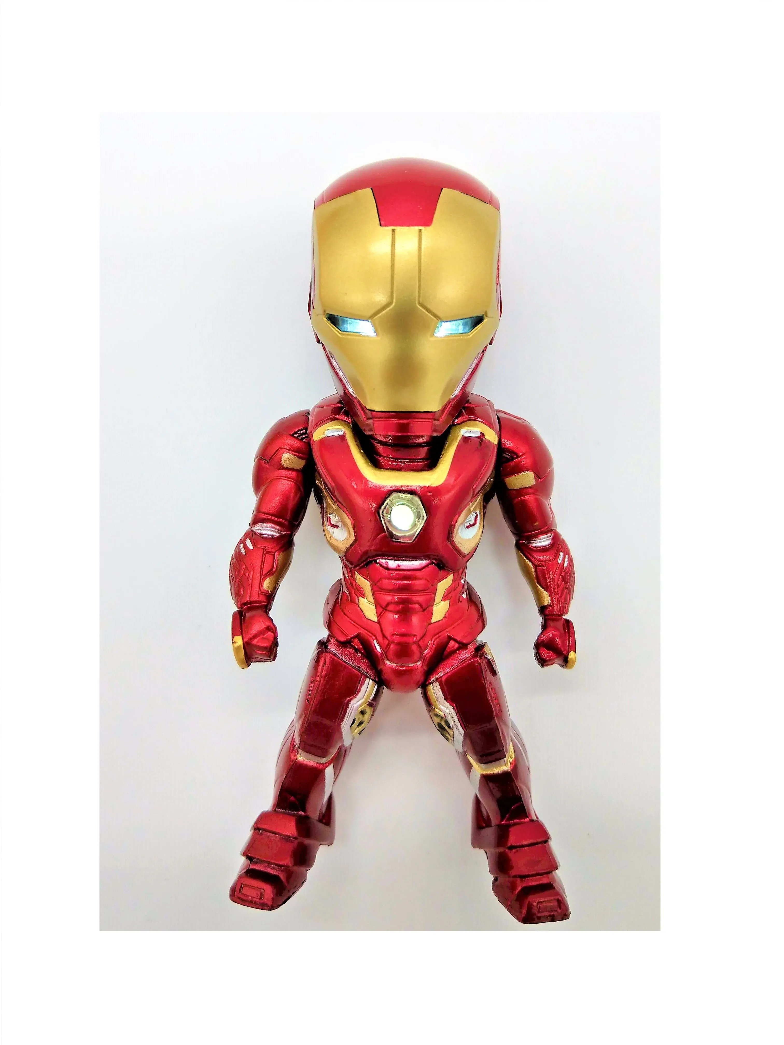 Angry Red Iron Man Figure, Battle Ready with LED Eyes! (Batteries Included)