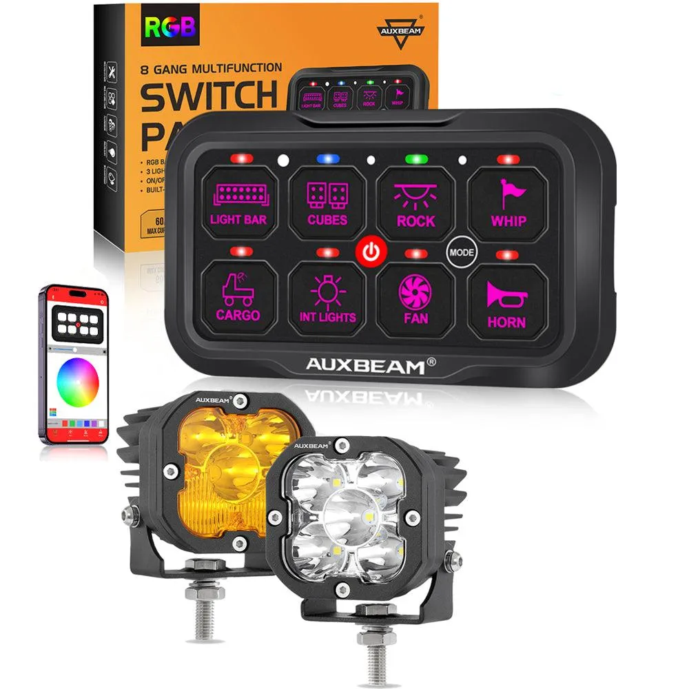 AR-800 RGB Switch Panel   3 Inch LED Pods with White&Yellow Cover