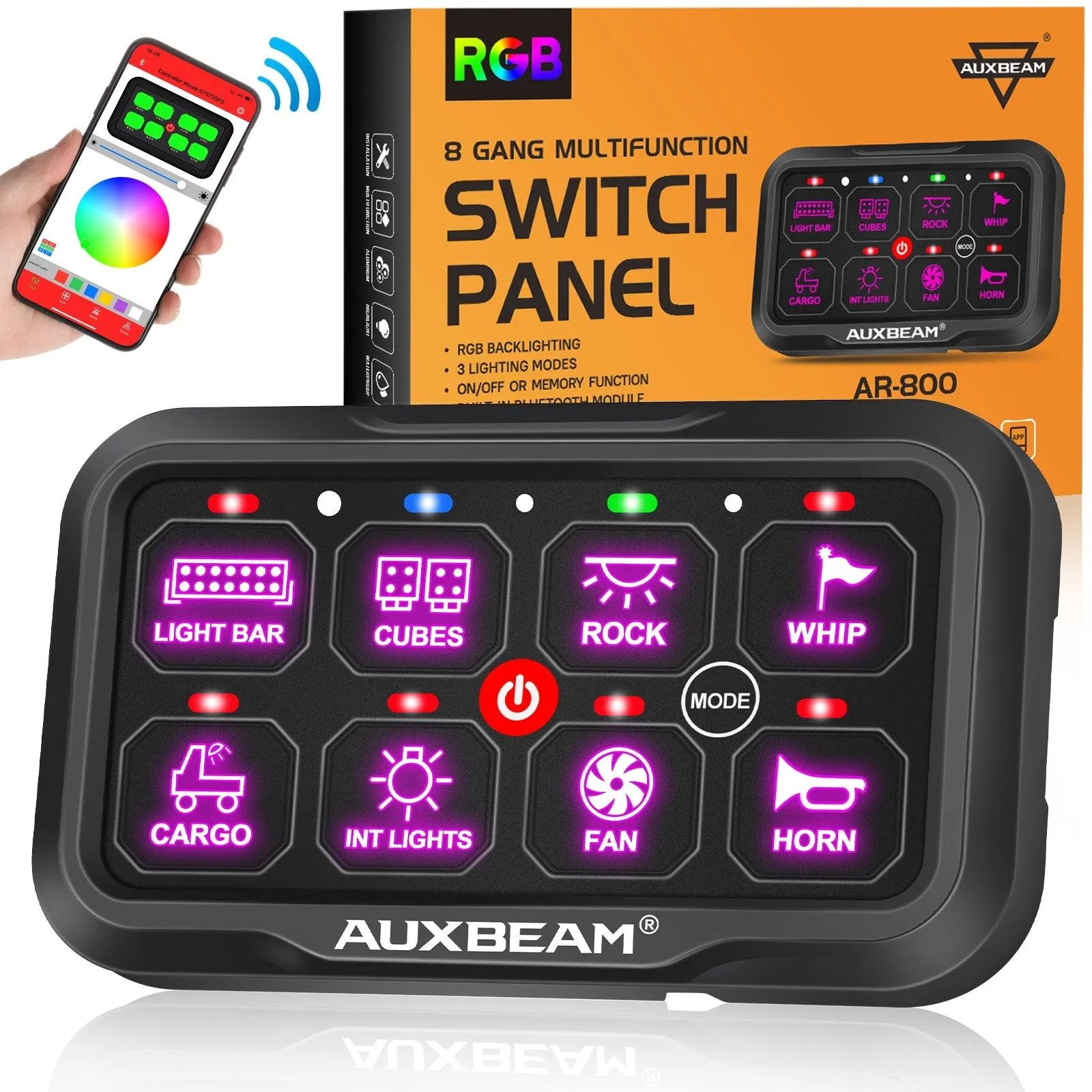 AR-800 RGB Switch Panel   3 Inch LED Pods with White&Yellow Cover