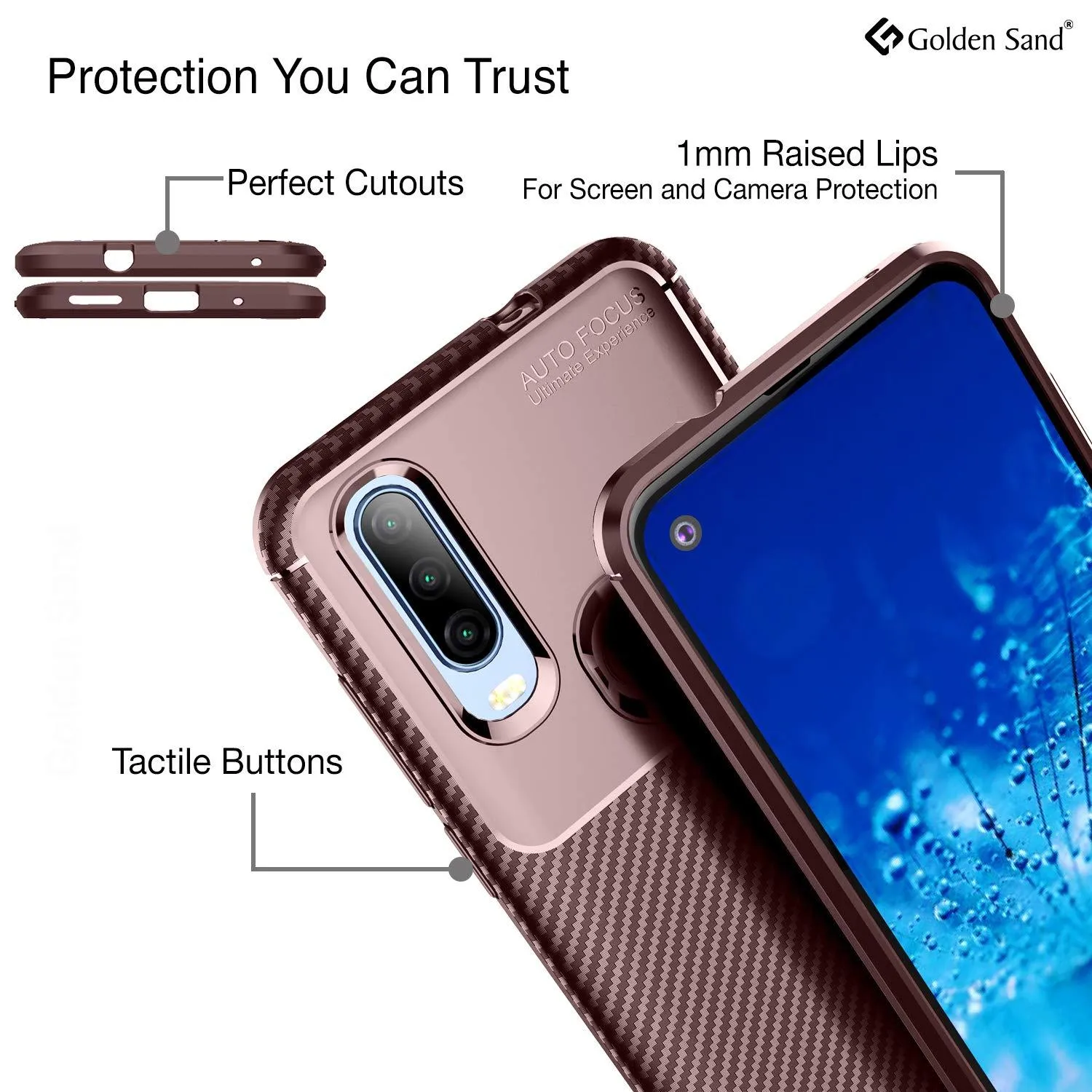 Aramid Fibre Series Shockproof Armor Back Cover for Moto One Action 6.3 inch, Brown