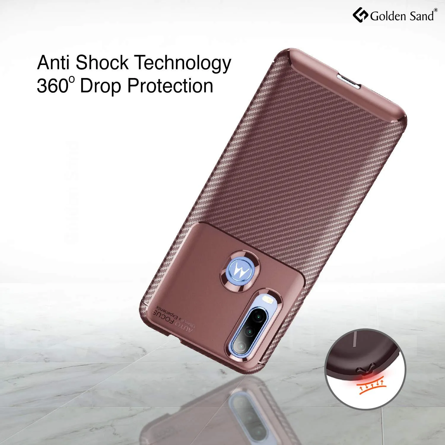 Aramid Fibre Series Shockproof Armor Back Cover for Moto One Action 6.3 inch, Brown