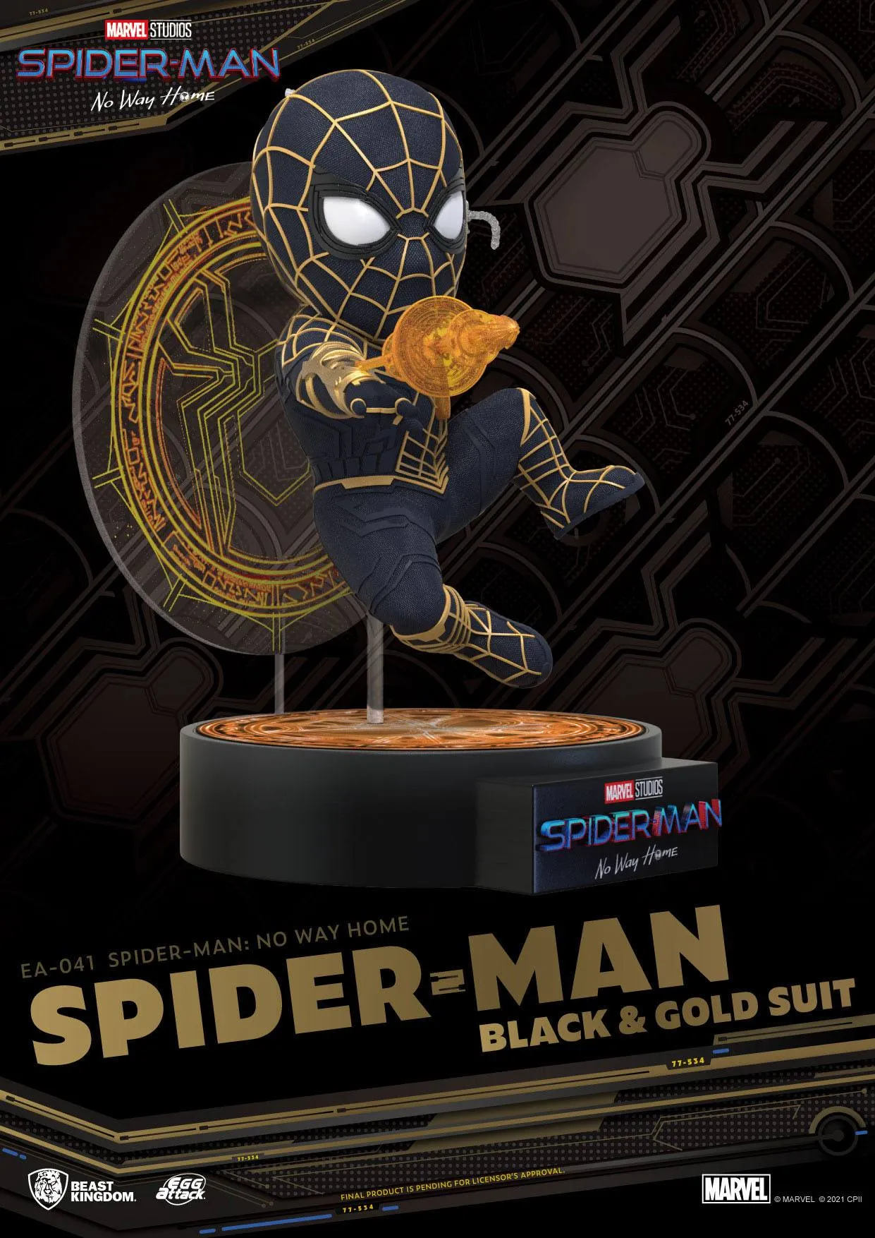 Beast Kingdom Spider-Man: No Way Home Spider-Man Black & Gold Suit Egg Attack Action Figure
