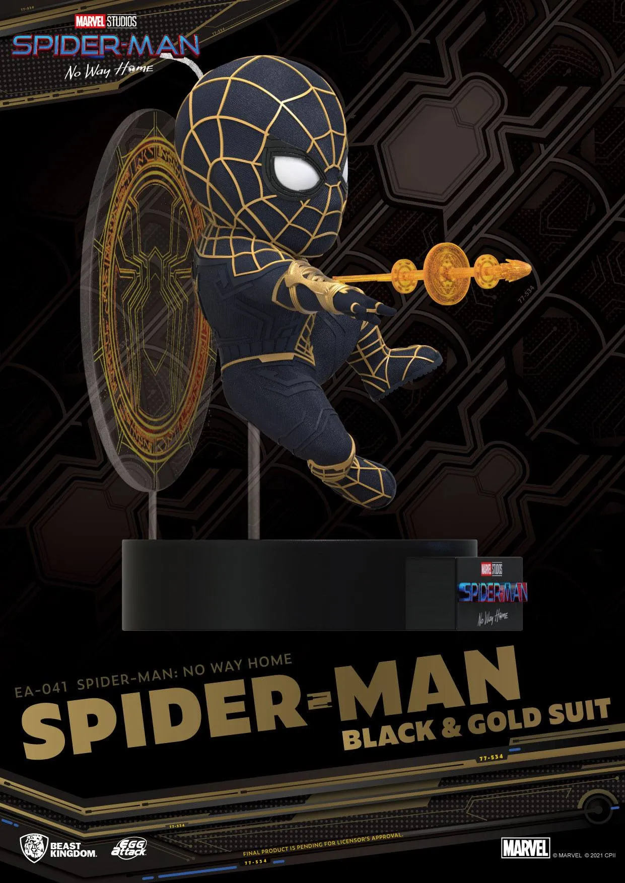Beast Kingdom Spider-Man: No Way Home Spider-Man Black & Gold Suit Egg Attack Action Figure