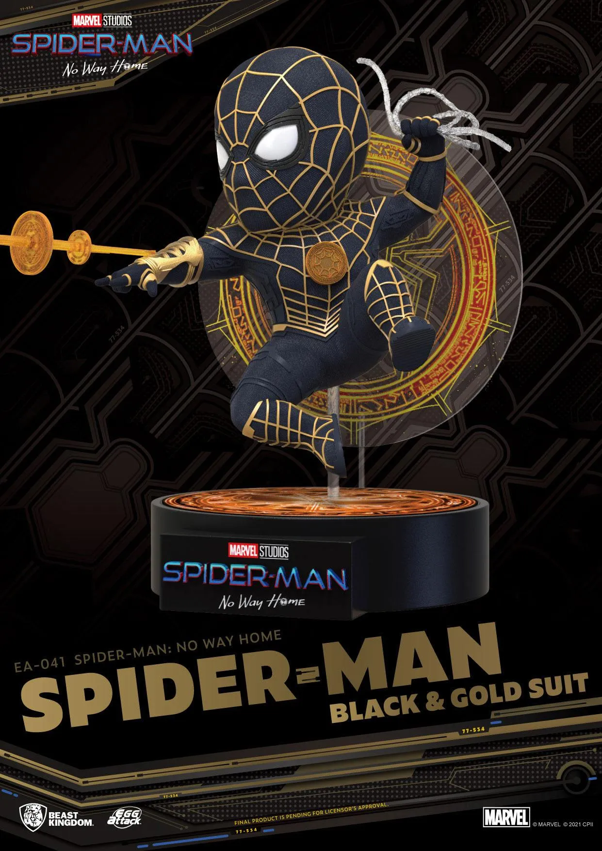 Beast Kingdom Spider-Man: No Way Home Spider-Man Black & Gold Suit Egg Attack Action Figure