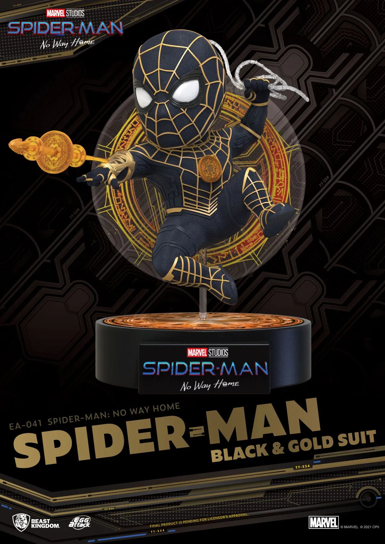 Beast Kingdom Spider-Man: No Way Home Spider-Man Black & Gold Suit Egg Attack Action Figure