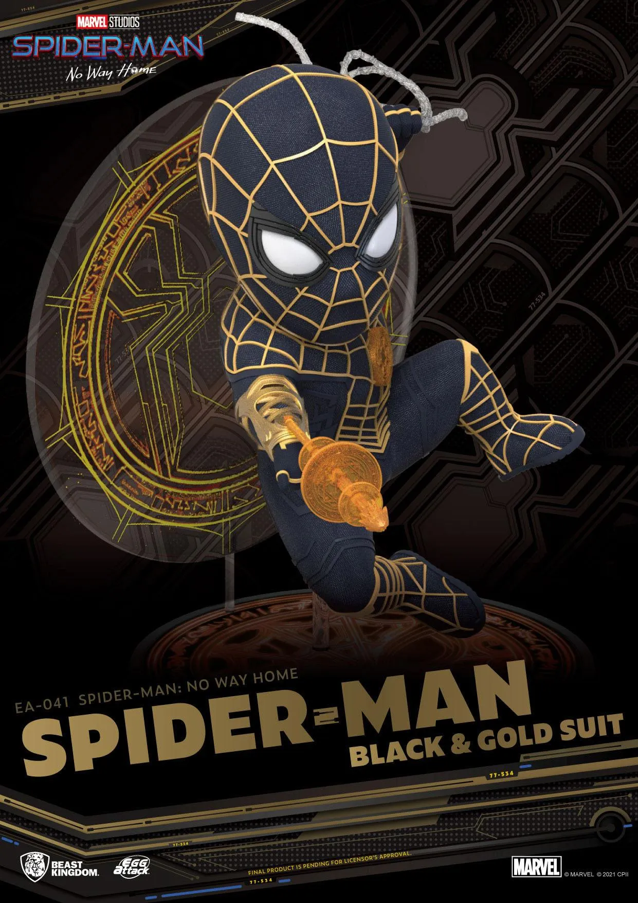 Beast Kingdom Spider-Man: No Way Home Spider-Man Black & Gold Suit Egg Attack Action Figure