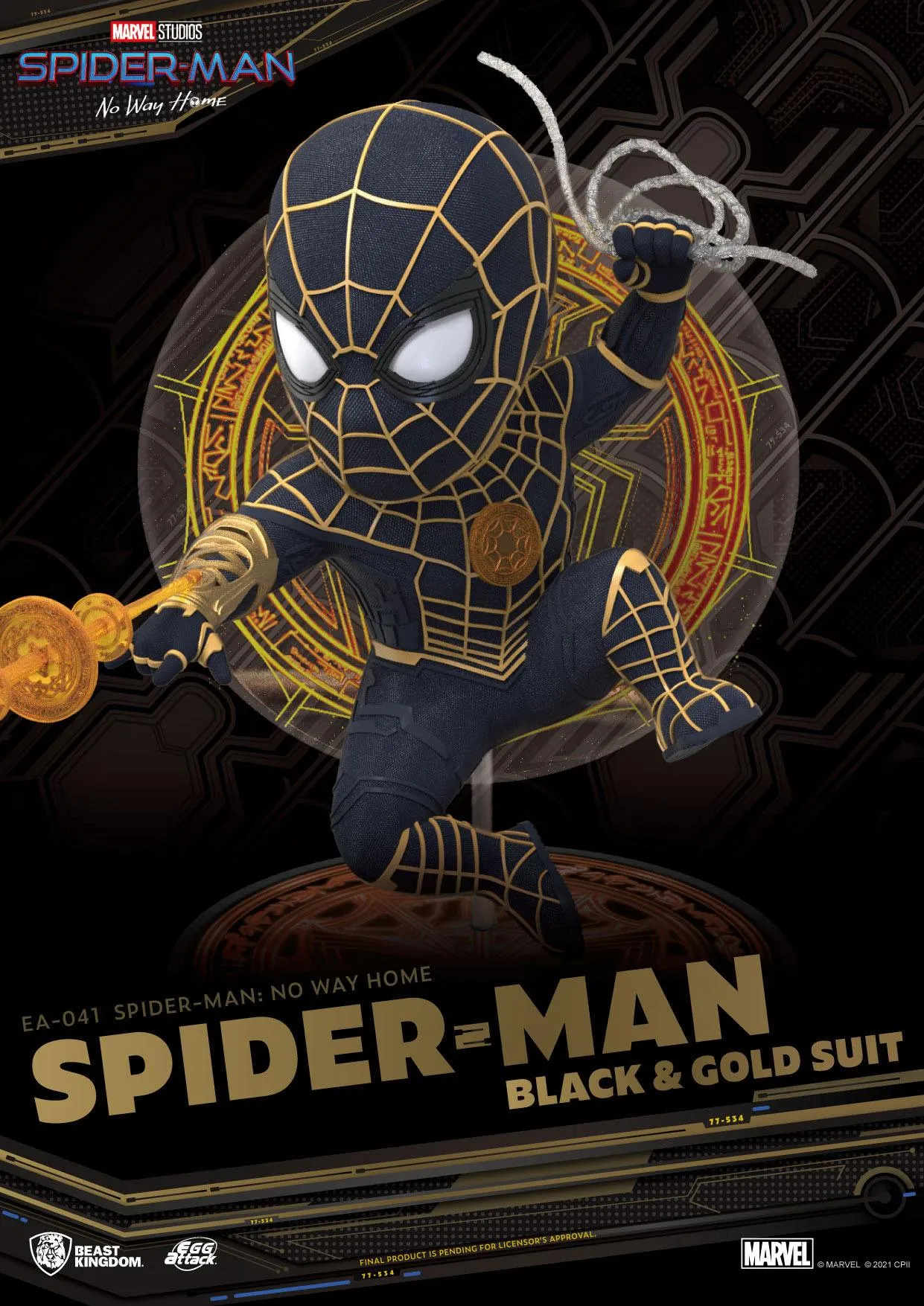 Beast Kingdom Spider-Man: No Way Home Spider-Man Black & Gold Suit Egg Attack Action Figure