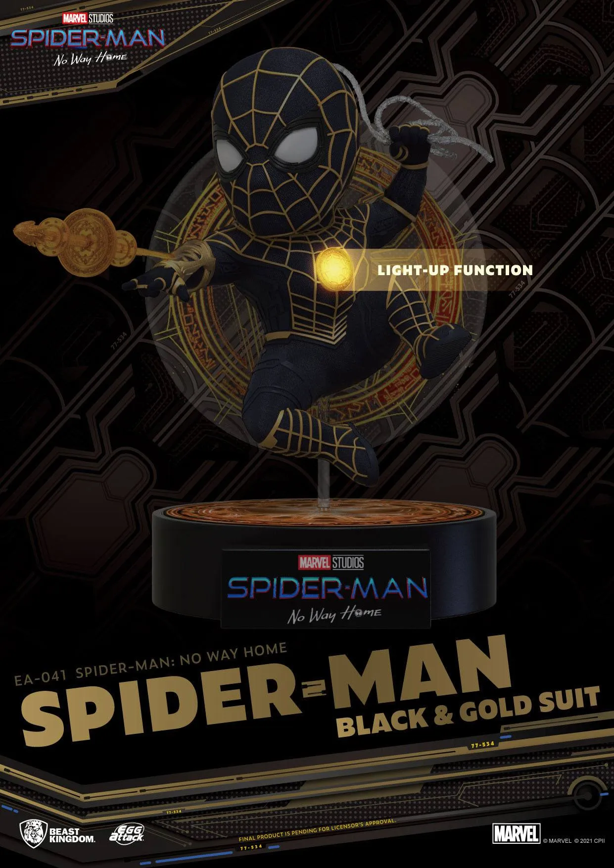 Beast Kingdom Spider-Man: No Way Home Spider-Man Black & Gold Suit Egg Attack Action Figure