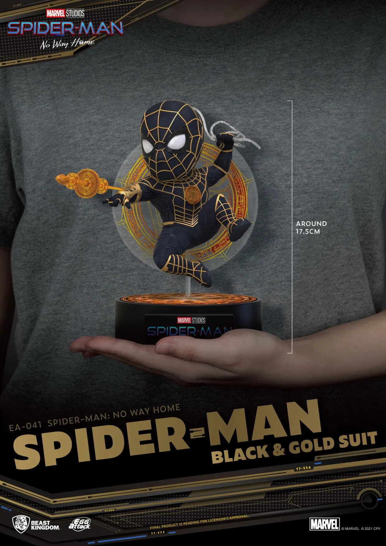Beast Kingdom Spider-Man: No Way Home Spider-Man Black & Gold Suit Egg Attack Action Figure