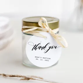 Black Script Baptism Favor Tags Template, Printable Minimalist Thank You Tag, Editable INSTANT DOWNLOAD - SFB100
