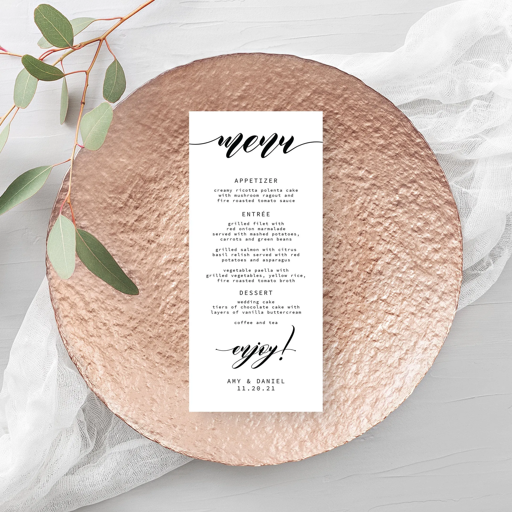 Black Script Wedding Menu Template, Printable Minimalist Menu Cards, Editable INSTANT DOWNLOAD - SFB100