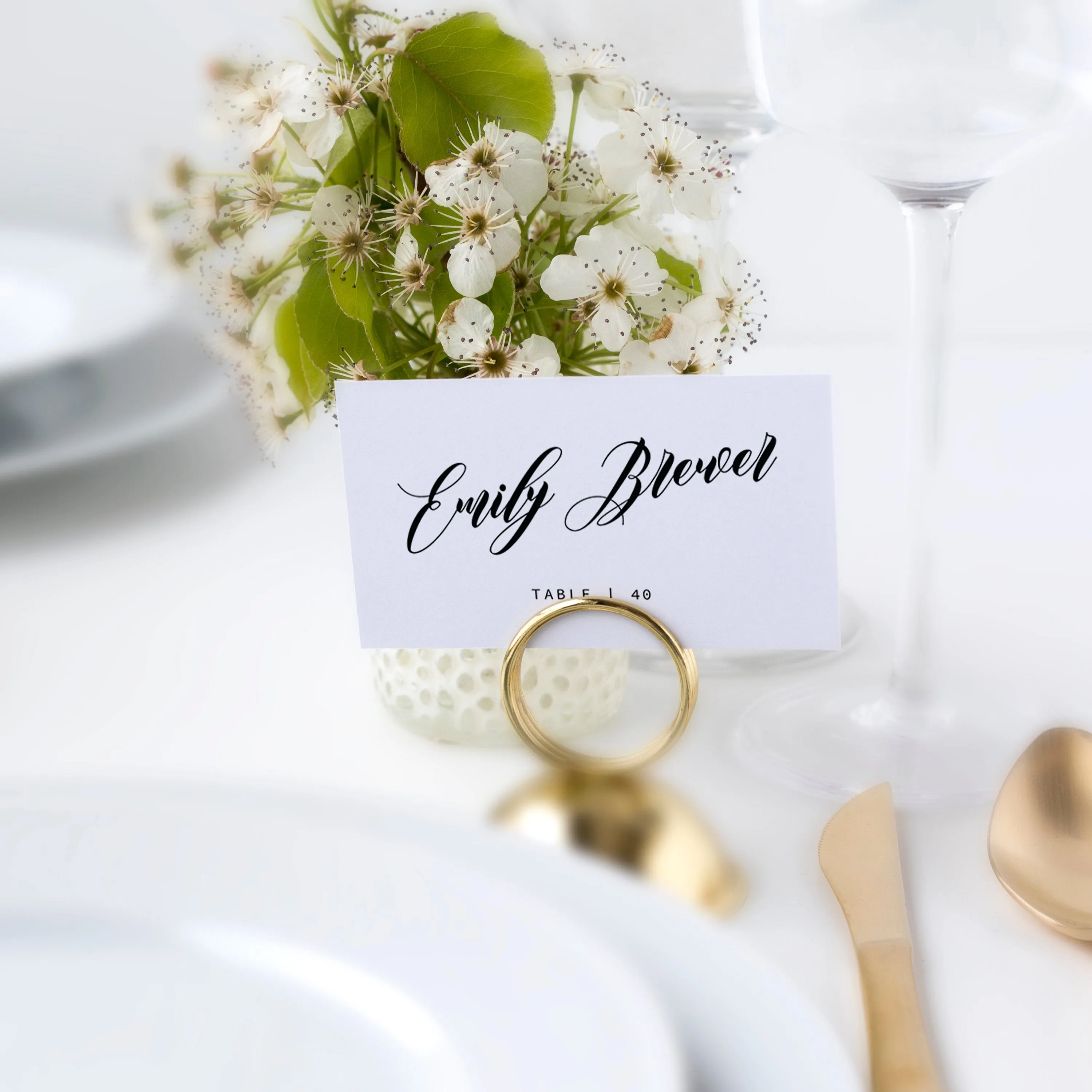 Black Script Wedding Place Cards Template, Printable Minimalist Wedding Name Cards, Editable INSTANT DOWNLOAD - SFB100