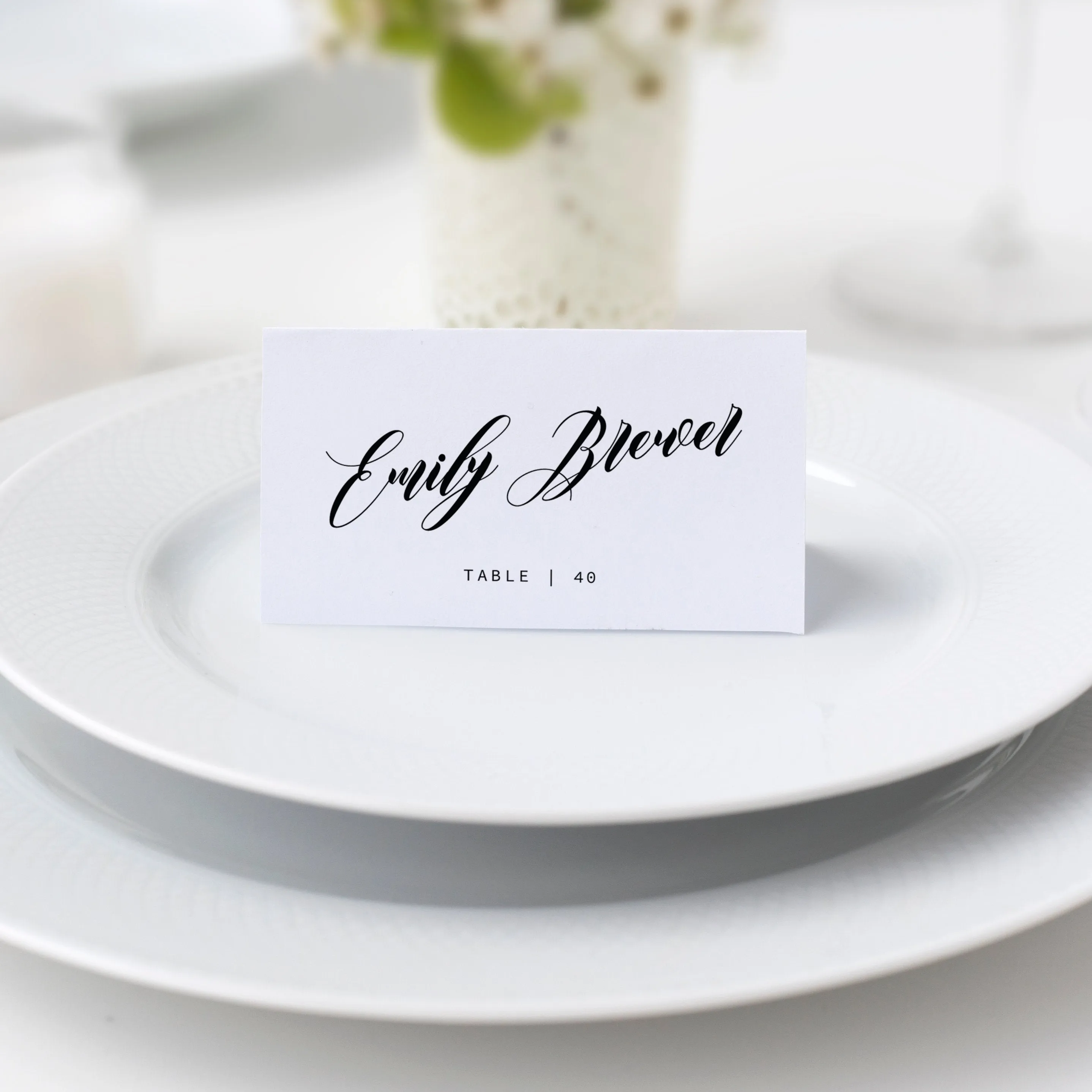 Black Script Wedding Place Cards Template, Printable Minimalist Wedding Name Cards, Editable INSTANT DOWNLOAD - SFB100