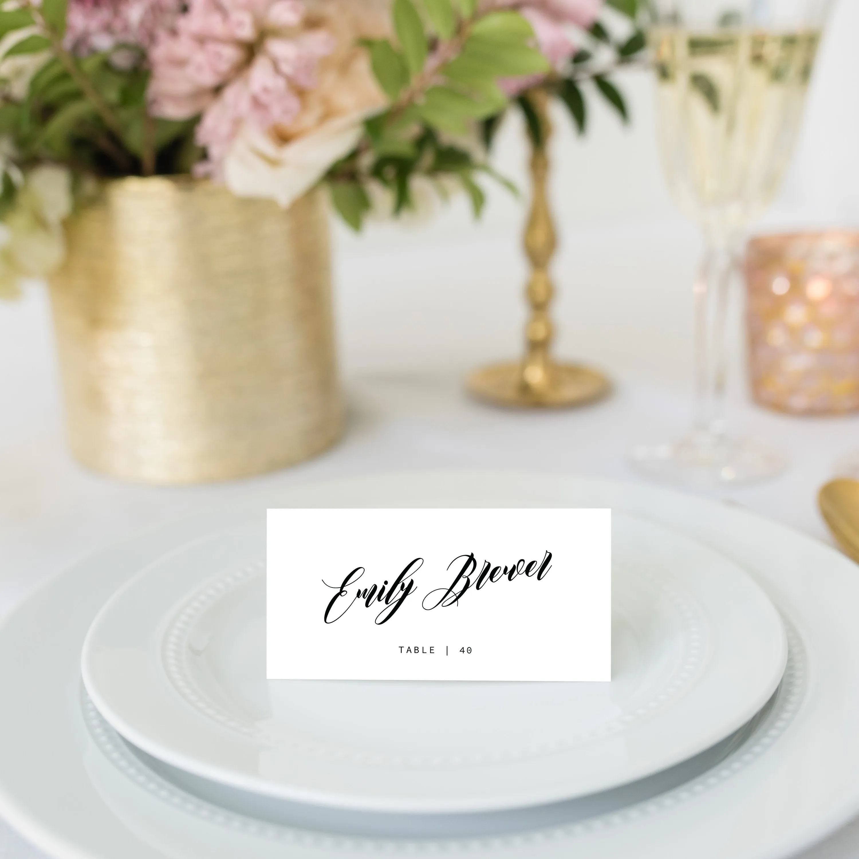 Black Script Wedding Place Cards Template, Printable Minimalist Wedding Name Cards, Editable INSTANT DOWNLOAD - SFB100