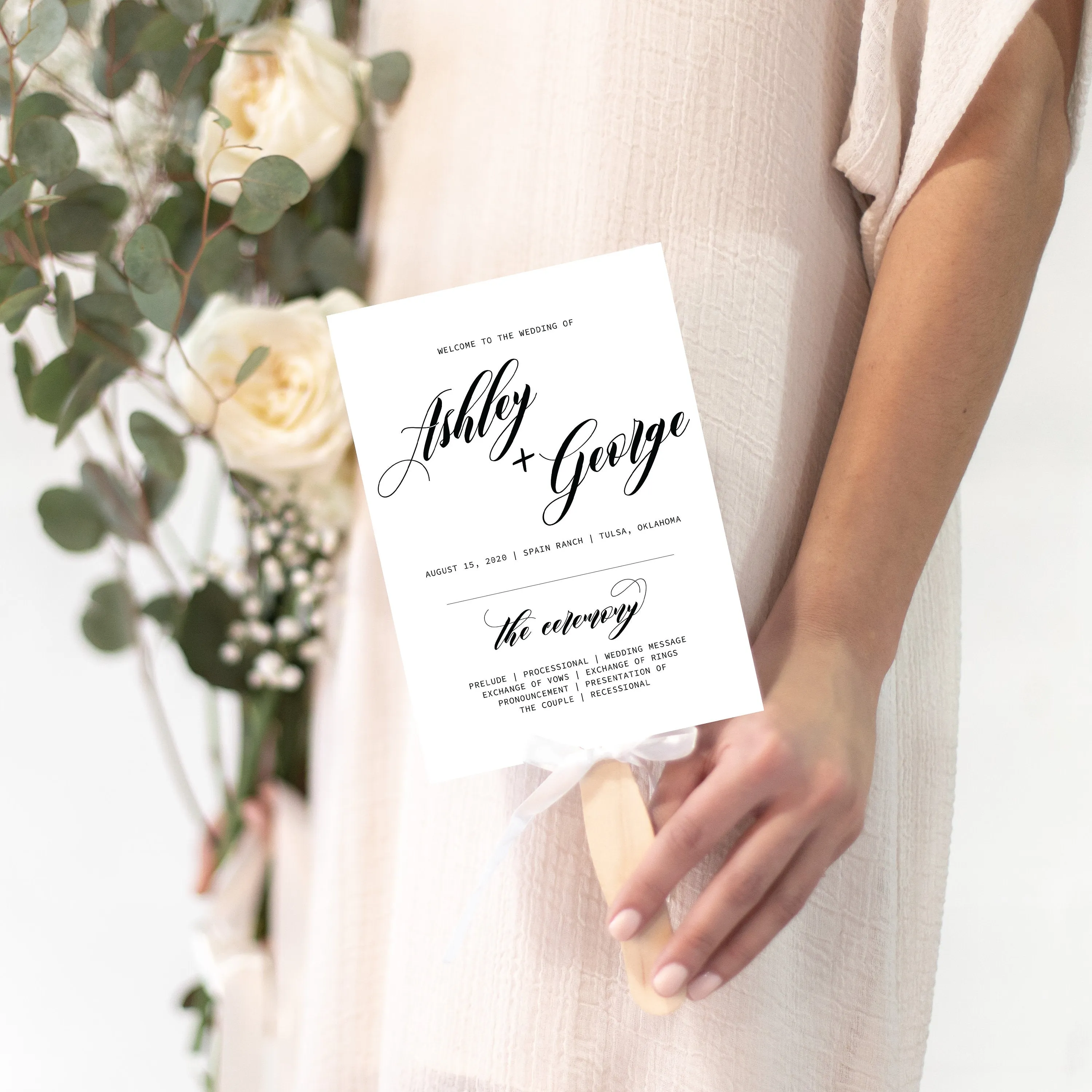 Black Script Wedding Program Template, Minimalist Script Wedding Ceremony Programs, Editable INSTANT DOWNLOAD - SFB100