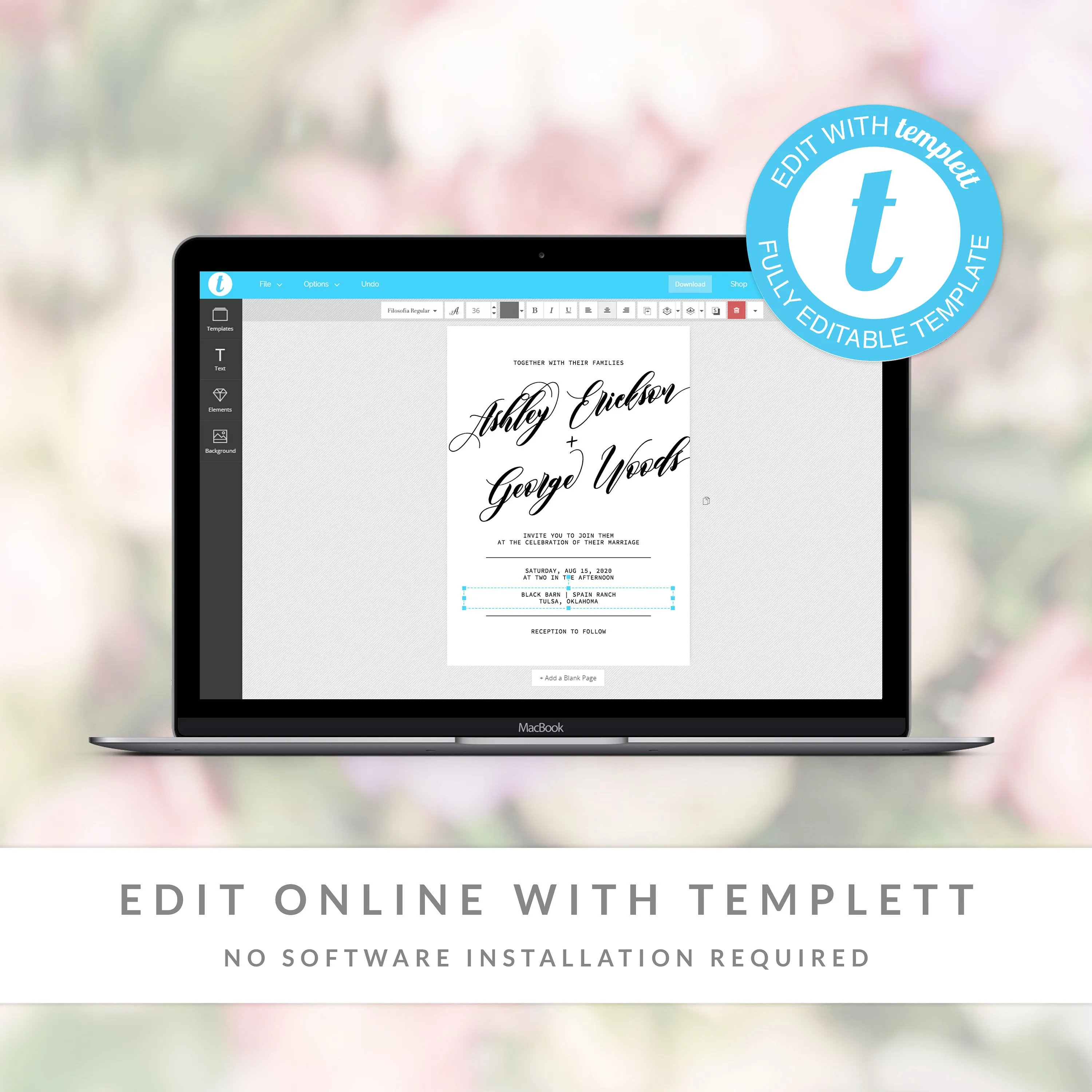Black Script Wedding Program Template, Minimalist Script Wedding Ceremony Programs, Editable INSTANT DOWNLOAD - SFB100