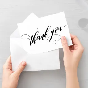 Black Script Wedding Thank You Card Template, Printable Thank You Note, Folded and Flat Cards 5X3.5, Editable INSTANT DOWNLOAD - SFB100