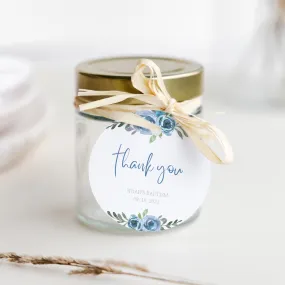 Blue Floral Baptism Favor Tags Template, Printable Boy Baptism Thank You Tags, Round Square or Rectangle, Editable INSTANT DOWNLOAD - BF100
