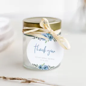 Blue Floral Bridal Shower Favor Tags Template, Printable Thank You Tags, Round Square or Rectangle, Editable INSTANT DOWNLOAD - BF100