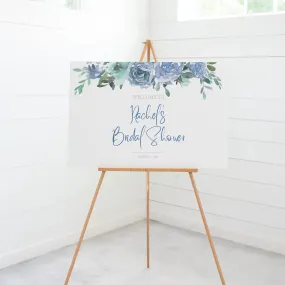 Blue Floral Bridal Shower Welcome Sign Template, Printable Large Welcome Sign, Editable INSTANT DOWNLOAD - BF100