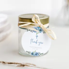 Blue Floral Dedication Favor Tag Template, Printable Round Square or Rectangle Thank You Tags, Editable INSTANT DOWNLOAD - BF100