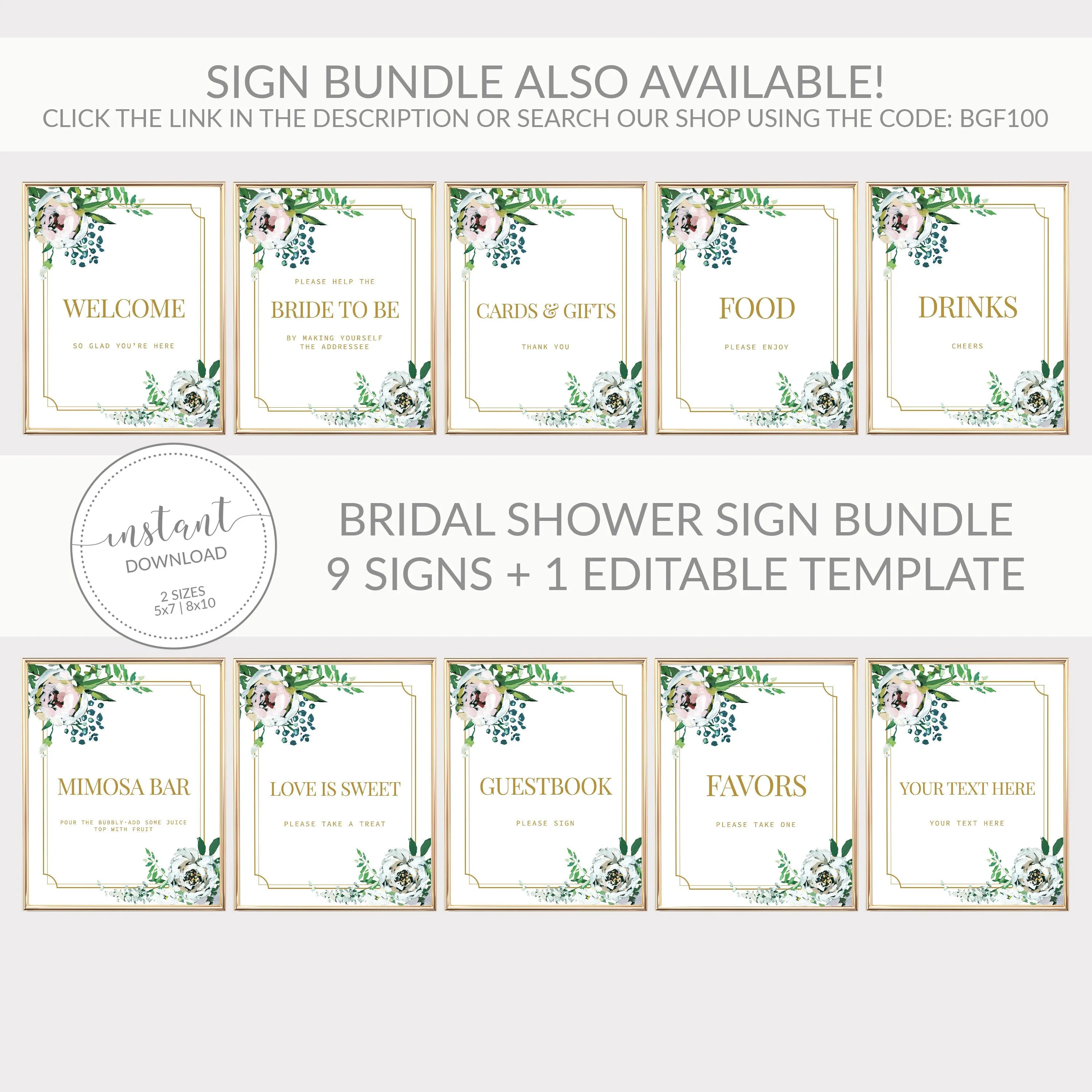 Blush Floral Greenery Bridal Shower Welcome Sign Template, Printable Large Welcome Sign, Editable INSTANT DOWNLOAD - BGF100