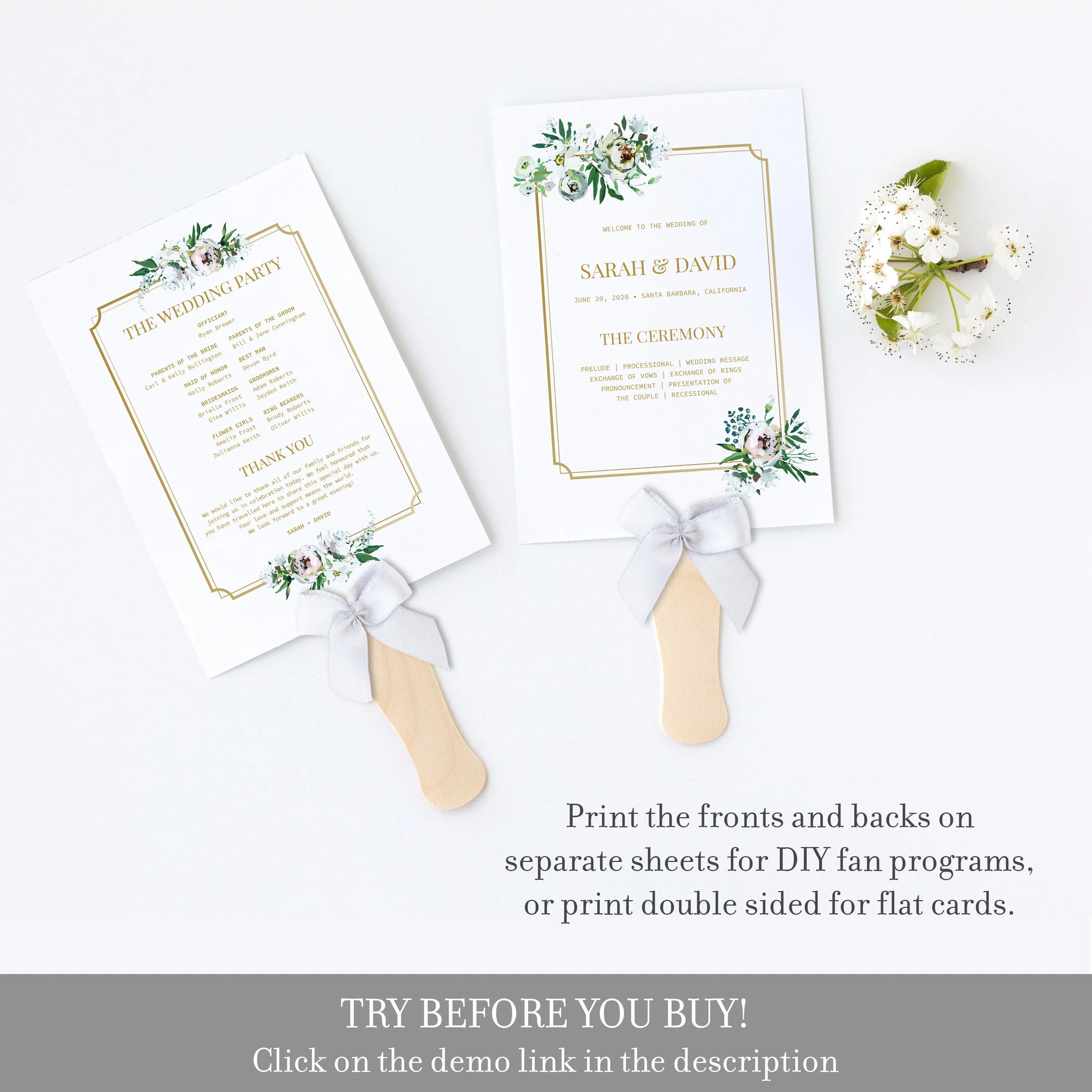 Blush Floral Greenery Wedding Program Template, Printable Wedding Ceremony Programs, Editable INSTANT DOWNLOAD - BGF100