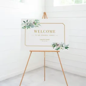 Blush Floral Greenery Wedding Rehearsal Dinner Sign Template, Printable Large Welcome Sign, Editable INSTANT DOWNLOAD - BGF100
