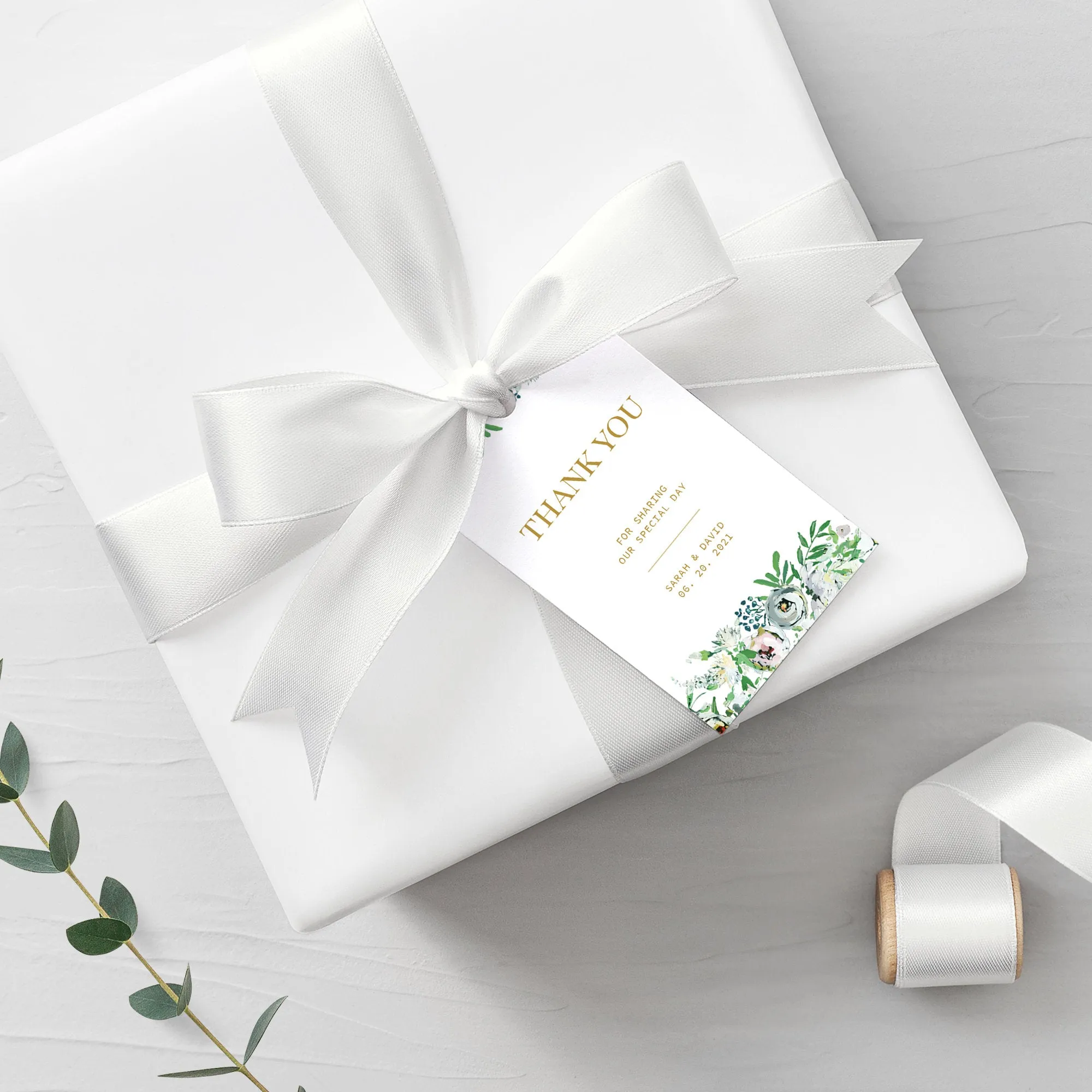 Blush Floral Greenery Wedding Stickers Template, Printable Wedding Thank You Stickers, Editable INSTANT DOWNLOAD - BGF100
