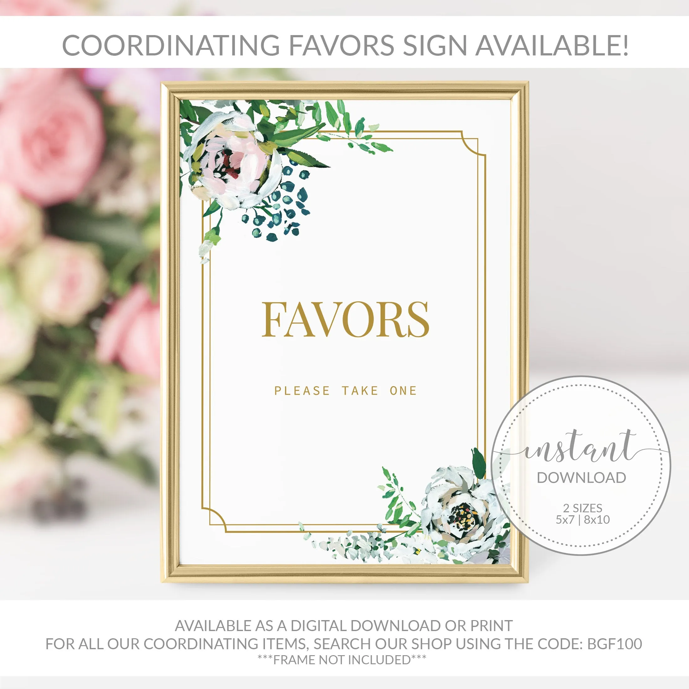 Blush Floral Greenery Wedding Stickers Template, Printable Wedding Thank You Stickers, Editable INSTANT DOWNLOAD - BGF100