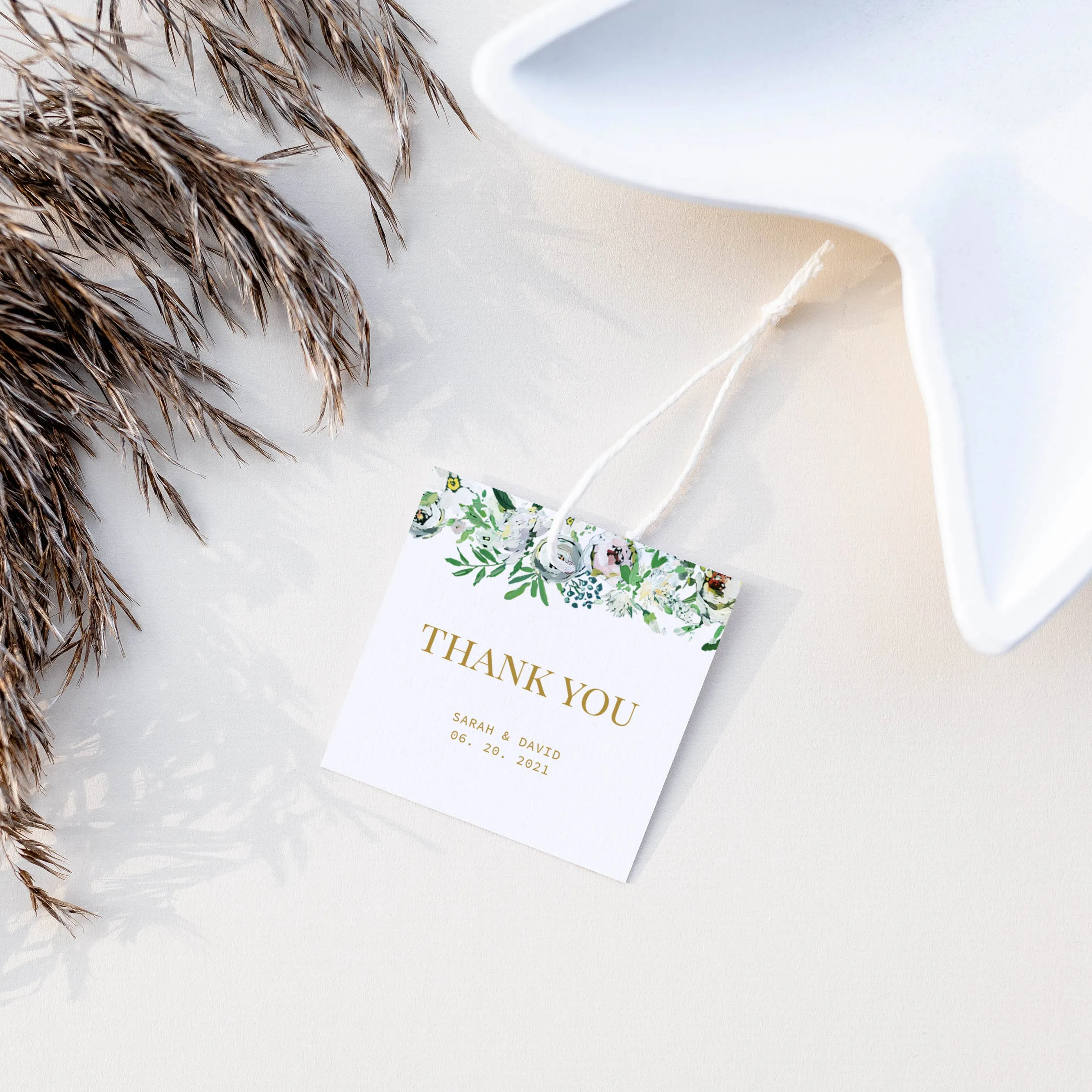 Blush Floral Greenery Wedding Stickers Template, Printable Wedding Thank You Stickers, Editable INSTANT DOWNLOAD - BGF100